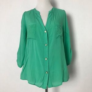 Needle & Thread Low v neck button down top